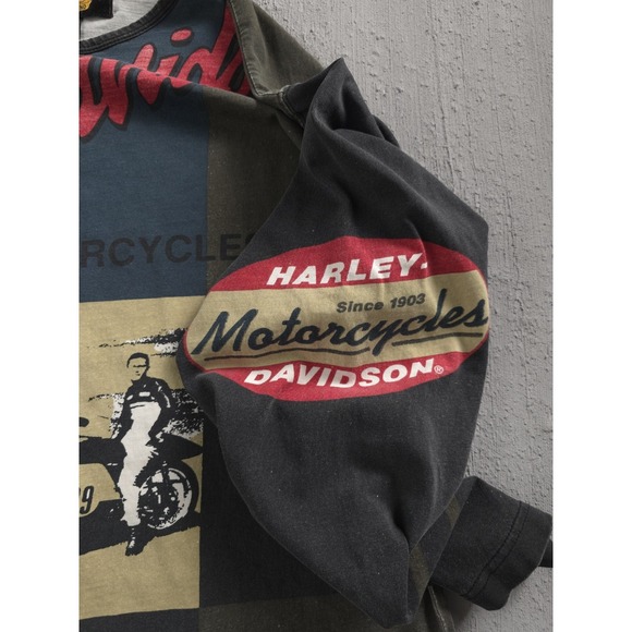 Vintage 2000s Y2K Harley-Davidson Motorcycles AOP Long Sleeve T-shirt L Biker - Picture 6 of 11